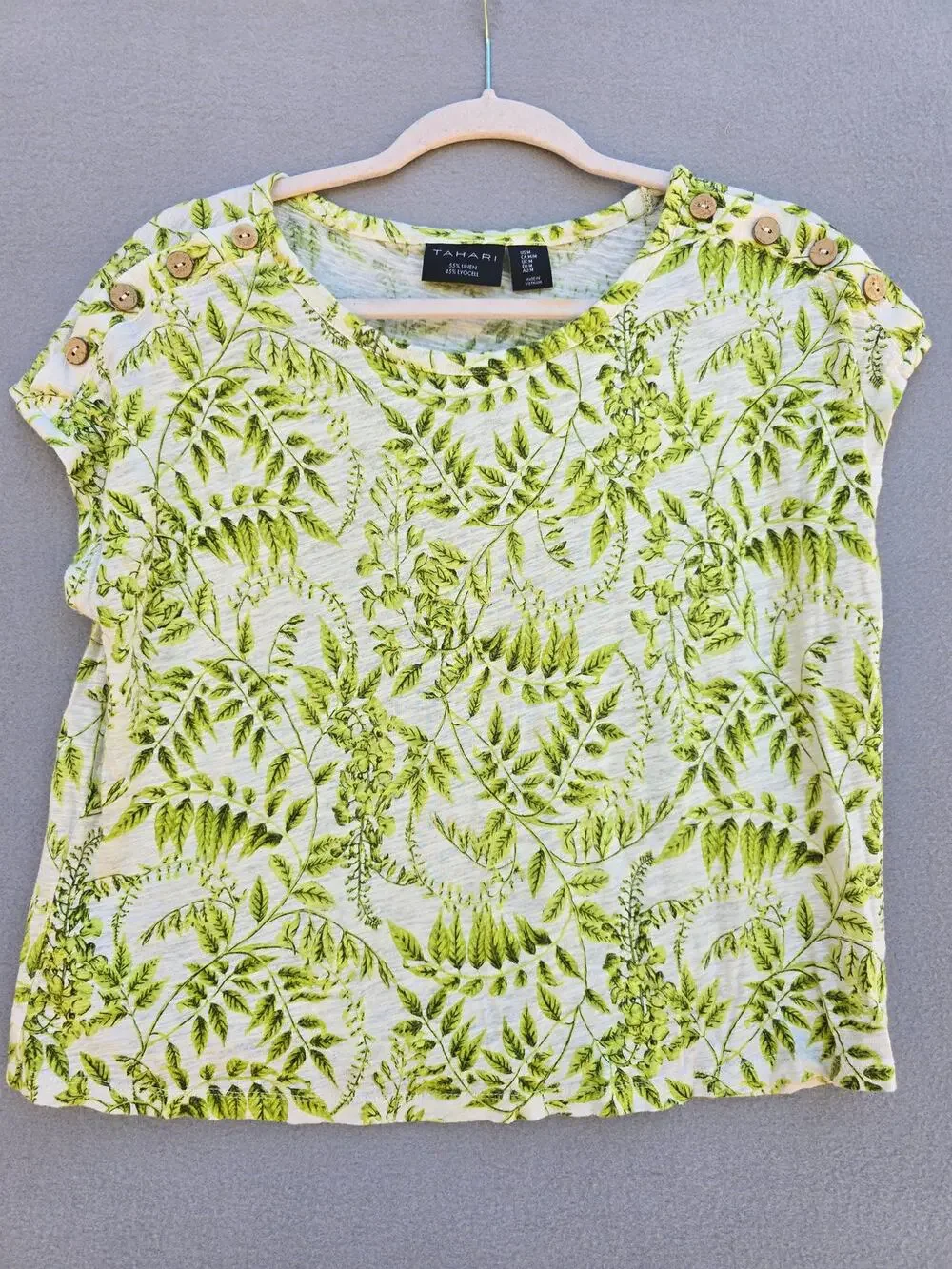 Tahari Linen Blend Sleeveless Top Medium